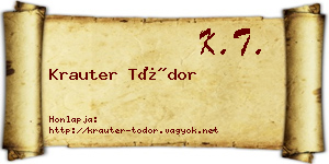 Krauter Tódor névjegykártya